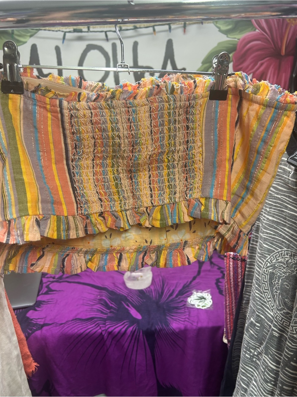 Anthropologie x Pilcro Rainbow Smocked Tube Top S - Picture 9 of 14
